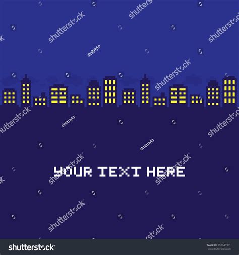 Pixel Art Night City Card Stock Vector (Royalty Free) 218845351 ...