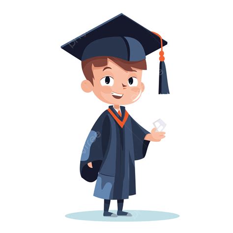 Graduate Vector Sticker Clipart Boy In Graduation Gown And Diploma