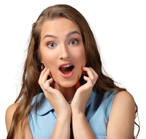 Premium Photo Portrait Of Beautiful Young Shocked Woman