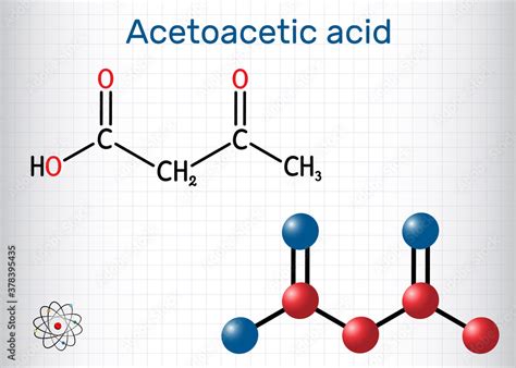 Acetoacetic acid, diacetic, oxobutanoic acid molecule. It is a ketone ...