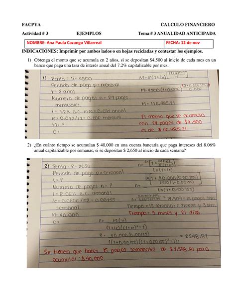 Evidencia 2 Anualidades FACPYA CALCULO FINANCIERO Actividad 3