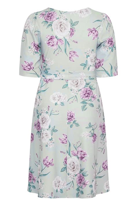 Yours London Plus Size Curve Sage Green Floral Square Neck Dress