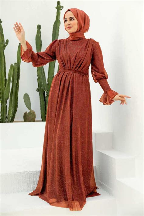 Neva Style Terra Cotta Turkish Hijab Bridesmaid Dress 5367krmt