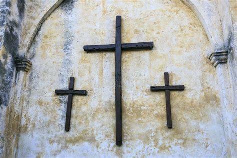 Wooden Crosses Outside The Church Stock Photo Image Of Light