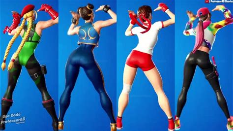 Fortnite Build Up Tiktok Emote With Cammy Chun Li Sakura Gym Loserfruit