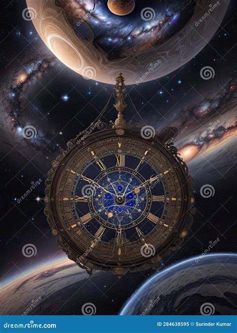 Infinity Time Spiral In Space Antique Surreal Old Clock Abstract