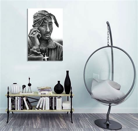 Tupac Black and white Artwork - Art Canvas NZ