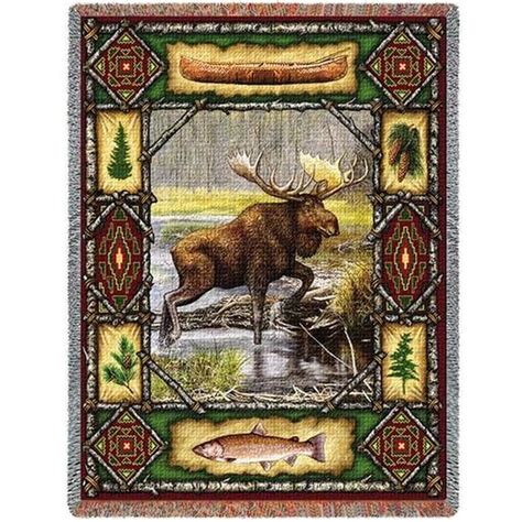 Moose Lodge Tapestry Throw Blanket Pure Country Jaquard Woven