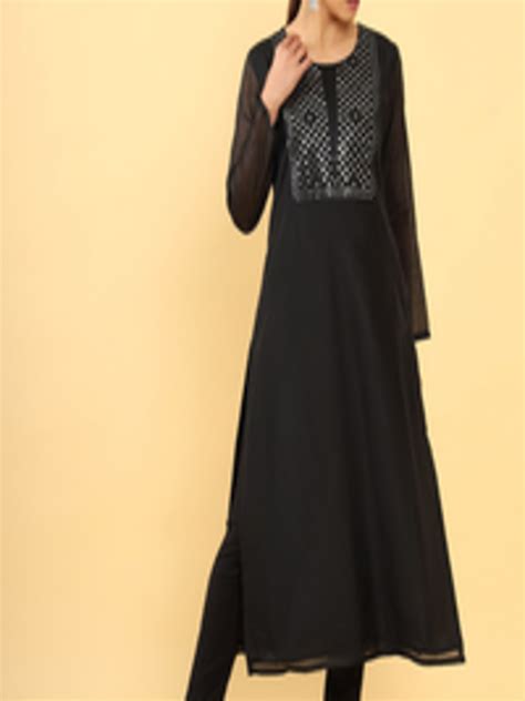 Buy Soch Women Black Mirror Work Yoke Design Kurta Kurtas For Women