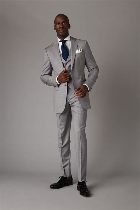 Light grey three-piece suit