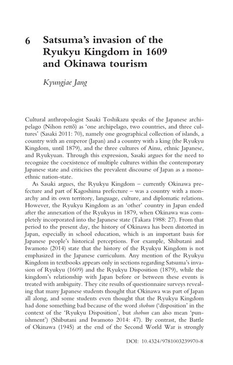 (PDF) Satsuma's invasion of the Ryukyu Kingdom in 1609 and Okinawa tourism