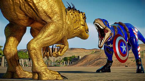 Captain America Vs Godzilla Golden Indominus Rex Battle Super Hero