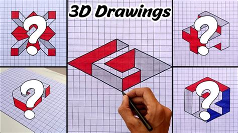 How To Draw 3d Drawing For Beginners Easy 3d Drawing On Graph Paper