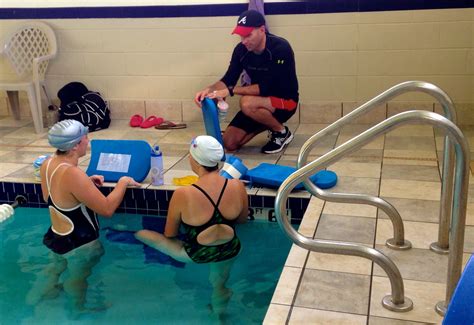 Our Master Swim Class Instructor Giving Instructions Gym With Swimming