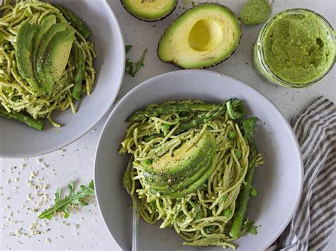 Avocado Pesto Pasta With Asparagus And Peas Australian Avocados