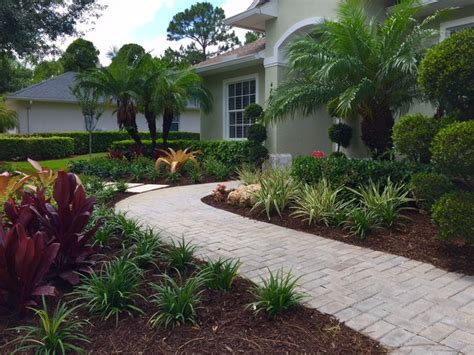 Front Yard Tropical Curb Appeal Exotique Orlando Par Construction