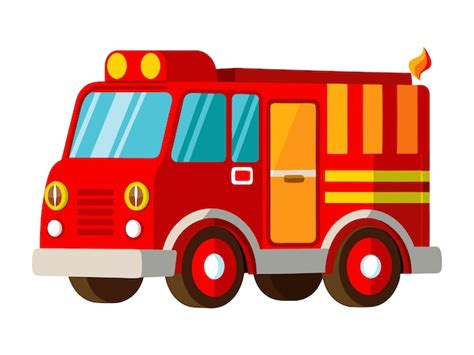 A Cartoon Image Of A Fire Engine With The Word Fire On It Premium Ai