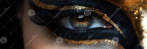 Eye With Super Black Gold Makeup Beautiful Luxury Woman Eye