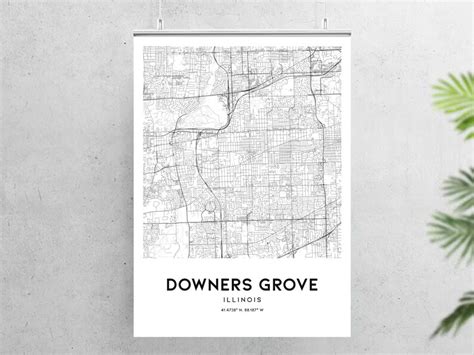 Downers Grove Map Print Downers Grove Map Poster Wall Art Il | Etsy