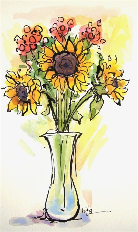 Sunflower Delight A Whimsical Sketchbook Illustration