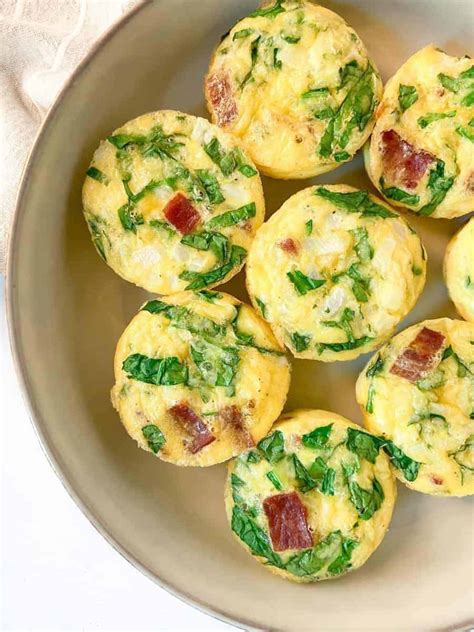 Bacon Cheddar Mini Frittatas With Spinach Sugary Logic