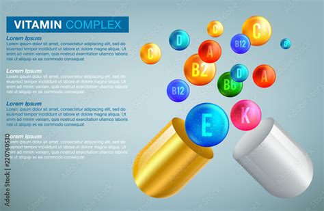 Grafika Wektorowa Stock Multi Vitamin Complex Icons Vitamin A B