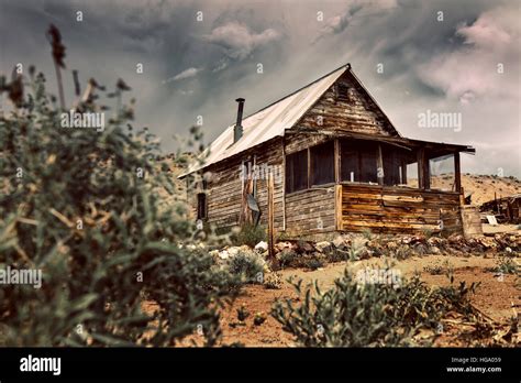 Old Ghost Town Cabin In The Nevada Desert Image Has A Vintage Color