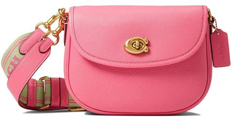 Coach Polished Pebble Leather Willow Saddle Bag In Pink Lyst