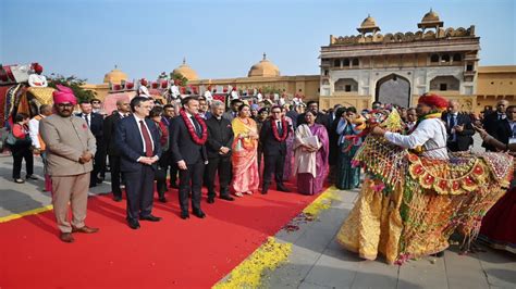 Emmanuel Macron Pm Narendra Modi Visit Hawa Mahal In Jaipur French