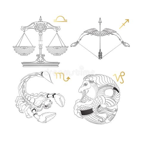 艺术品设计符号符号十二多种黄道带 天秤座人马座天蝎座山羊座 向量例证 插画 包括有 图象 占星术 94897313
