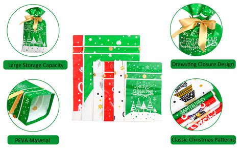 DERAYEE Christmas Drawstring Gift Bags 34 Pieces Xmas Goody Bags