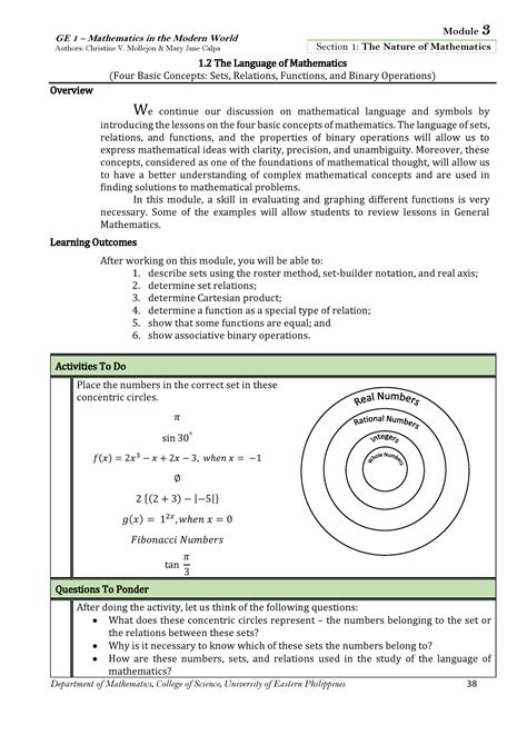 MMW 3 GOODLUCK GE 1 Mathematics In The Modern World Authors