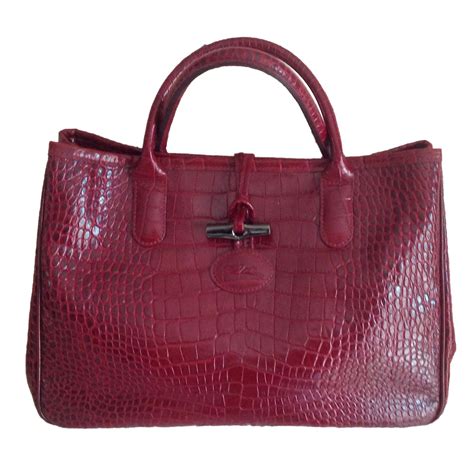 Longchamp Roseau bag Handbags Leather Dark red ref.42722 - Joli Closet