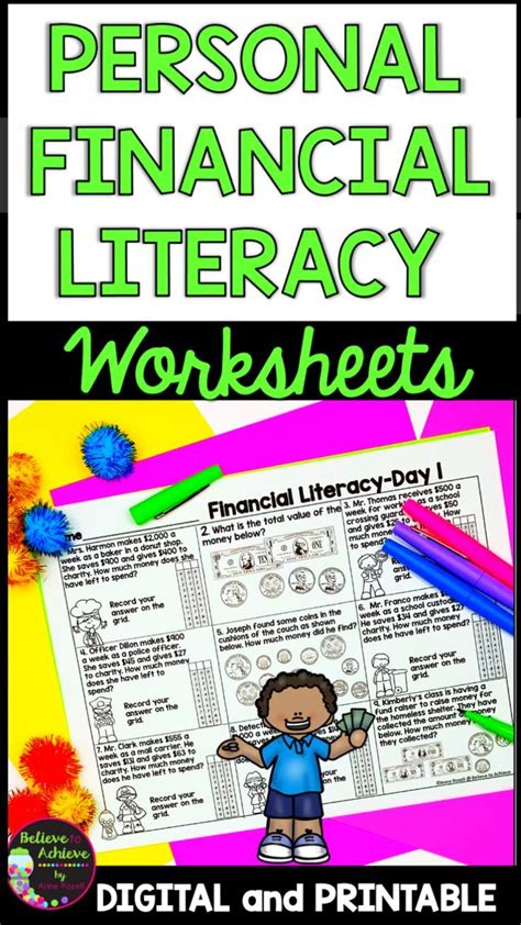 Personal Financial Literacy Worksheets 3rd Grade Digital And