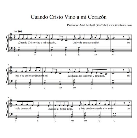 Cuando Cristo Vino A Mi Corazon Partitura Cristiana Facil Gratis Acordes