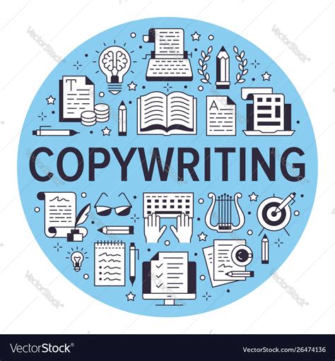 Copywriting Circle Banner Flat Line Icons Vector Image