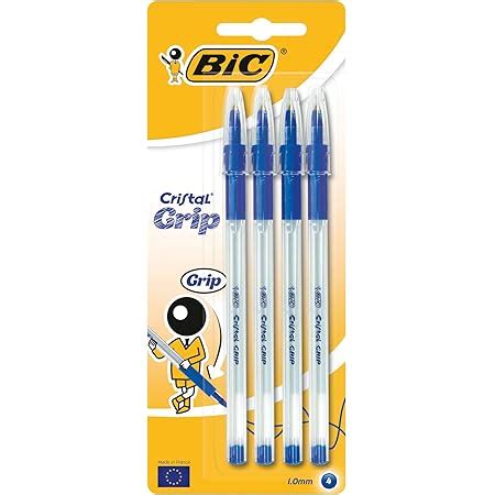 BIC Cristal Grip Bolígrafo de punta redonda 4 unidades color azul