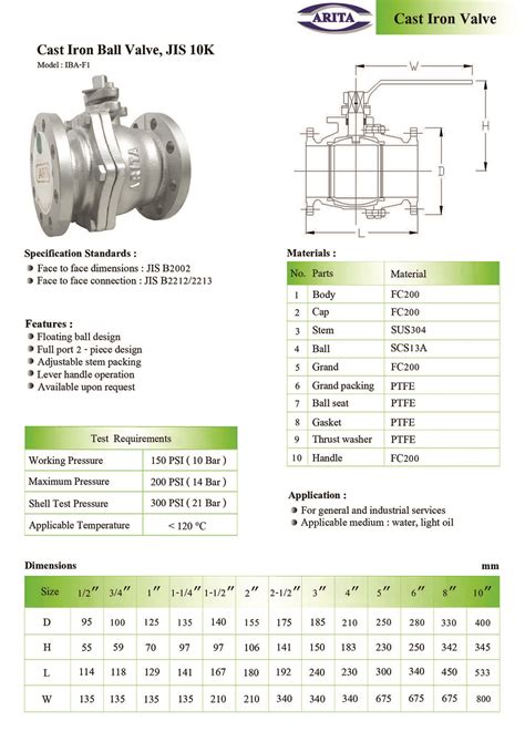 ARITA Cast Iron Ball Valve JIS 10K Old Model Unimechthailand