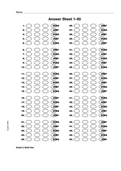 1 To 100 Answer Sheet