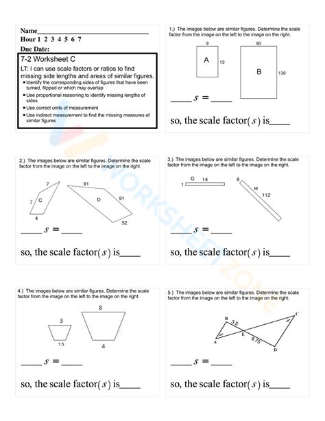 Free Collection Of Scale Factor Worksheets Worksheetzone Worksheets