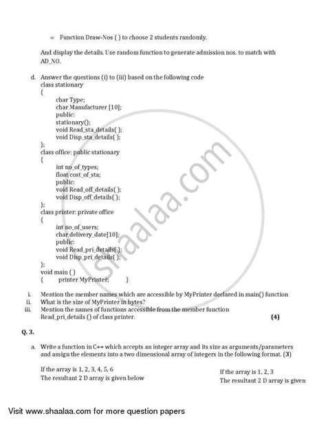 Computer Science Python 2005 2006 Commerce English Medium Class 12 Question Paper With Pdf