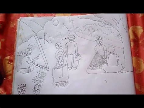 Village market drawing. Drawing by Ankita Das. Part ll 1. - YouTube | Easy cartoon drawings ...