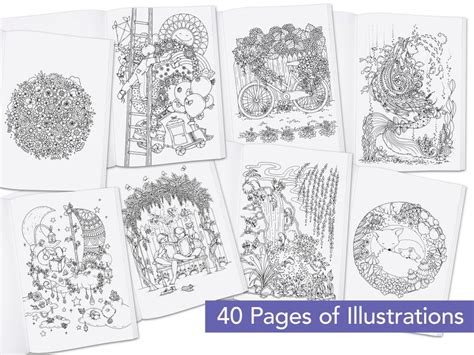 Adults Coloring Book 40 Illustrations Printed High Quality Etsy