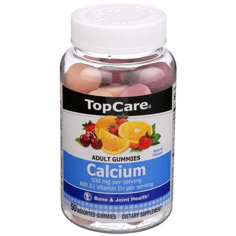 Topcare Adult Calcium 500 Mg Vitamin D3 800 Iu Bone And Joint Health Dietary Supplement Gummies