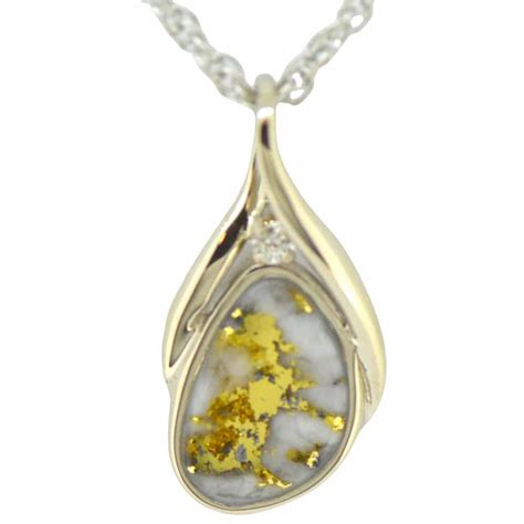 Gold Quartz 14k White Gold And Diamond Pendant Alaska Mint