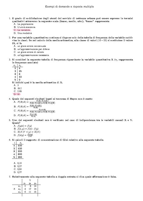 Esempio Test Risposta Multipla Esempi Di Domande A Risposta Multipla