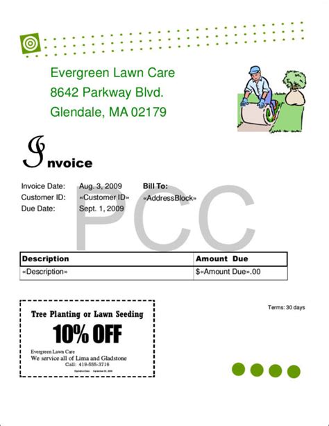 Lawn Care Invoice Template Excel Pdf Template