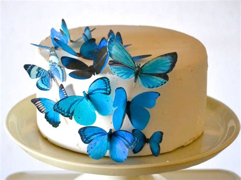 Wedding Cake Topper Edible Butterflies Assorted Blue Set Of Etsy