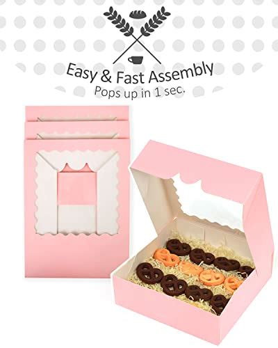 Qiqee Pink Bakery Boxes 50 Packs Pastry Box 8x8x2 5 Inch Pie Boxes With