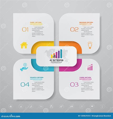 Elemento Simple Editable Do Infographics Da Carta De Processo De 4